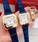 2019 Replica Cartier Santos de Lovers Watch Blue Leather Strap_th.jpg